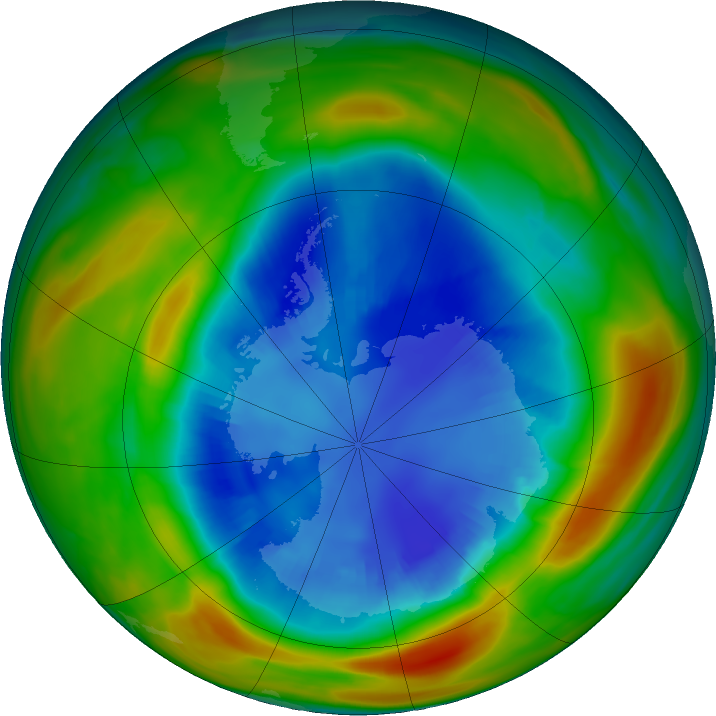 Antarctic ozone map for 29 August 2024